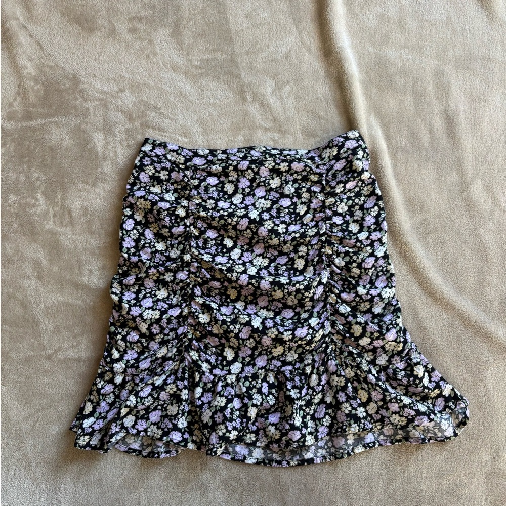 Hollister Black Floral Ruffle Mini Skirt